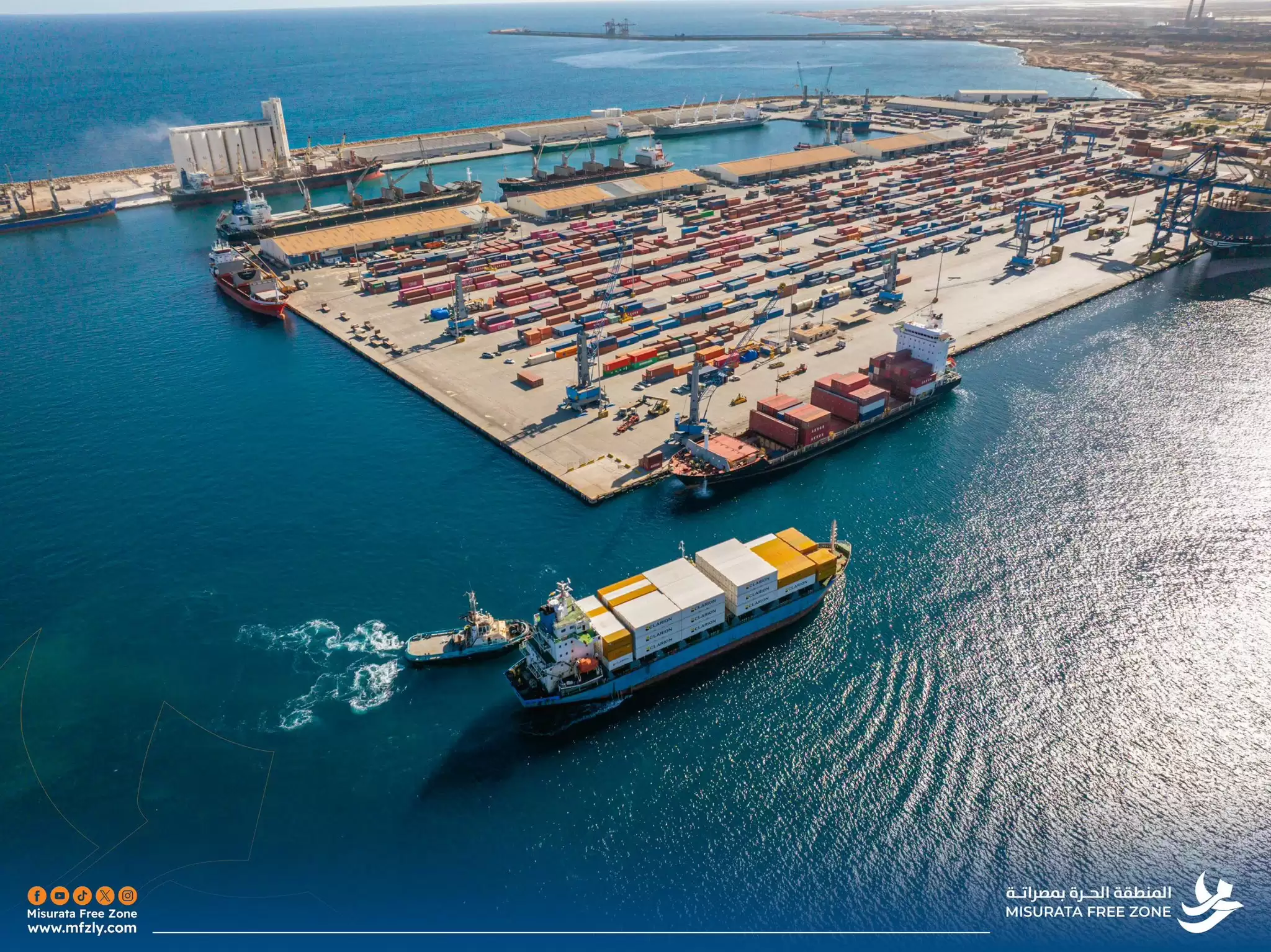 ميناء المنطقة الحرة بمصراتة يعزّز موقعه الإقليمي باستقبال خط ملاحي جديد